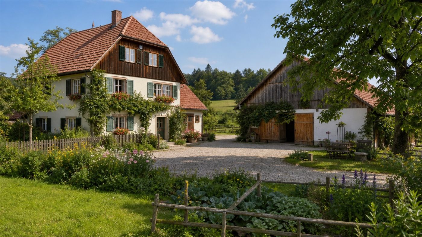 Bauernhaus mit Grund, Garten und Nebengebäude in Deutschland